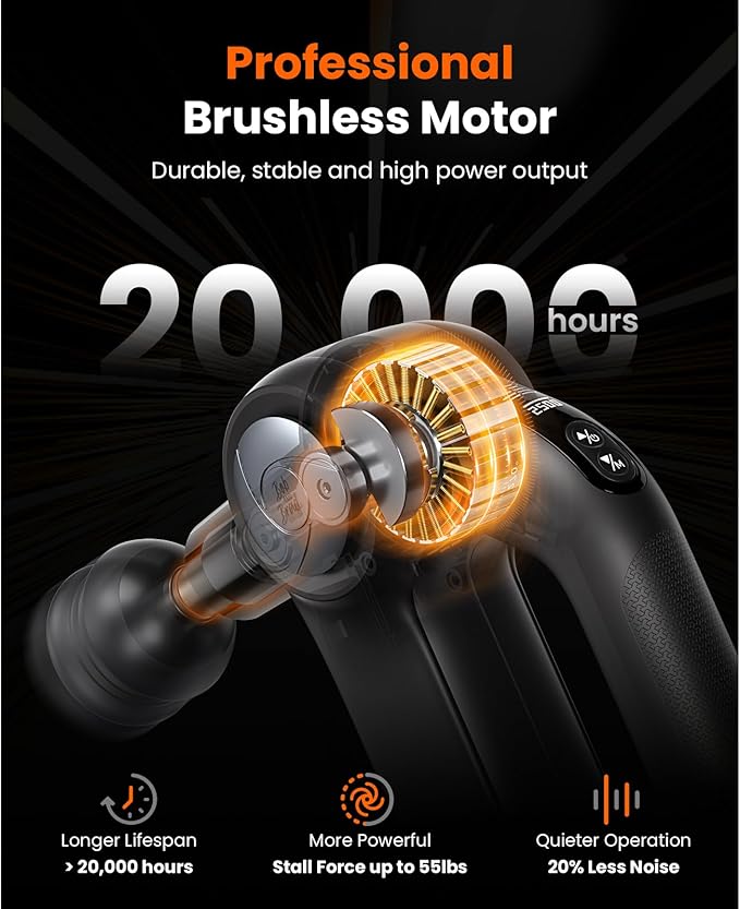 BOB AND BRAD D5 Pro Plus Massage Gun with Heat, FSA Eligible/HSA Eligible, 13mm Amplitude Deep Tissue Percussion Massage Gun with Max Power for Muscle Therapy, Professional Muscle Massager, Ideal Gift - Bloomnest