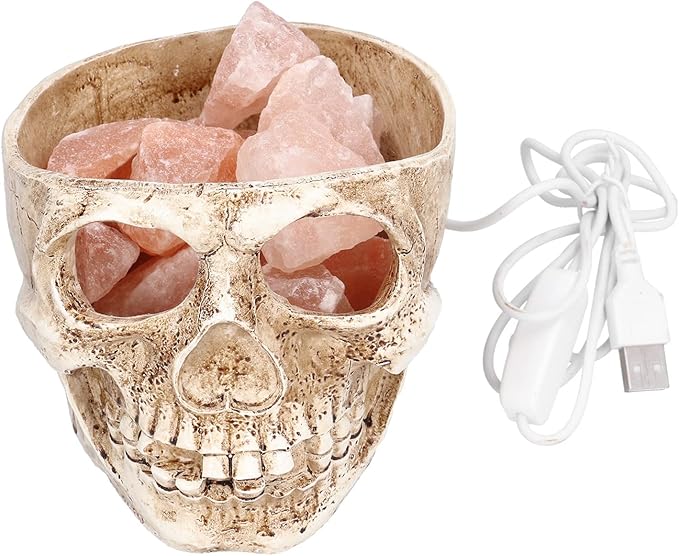 Salt Lamp, Skull Shape LED Night, Stepless Dimming USB Powered, Air Purifier with Negative Ions, Decorative for Bedroom Meditation Relaxation - Bloomnest