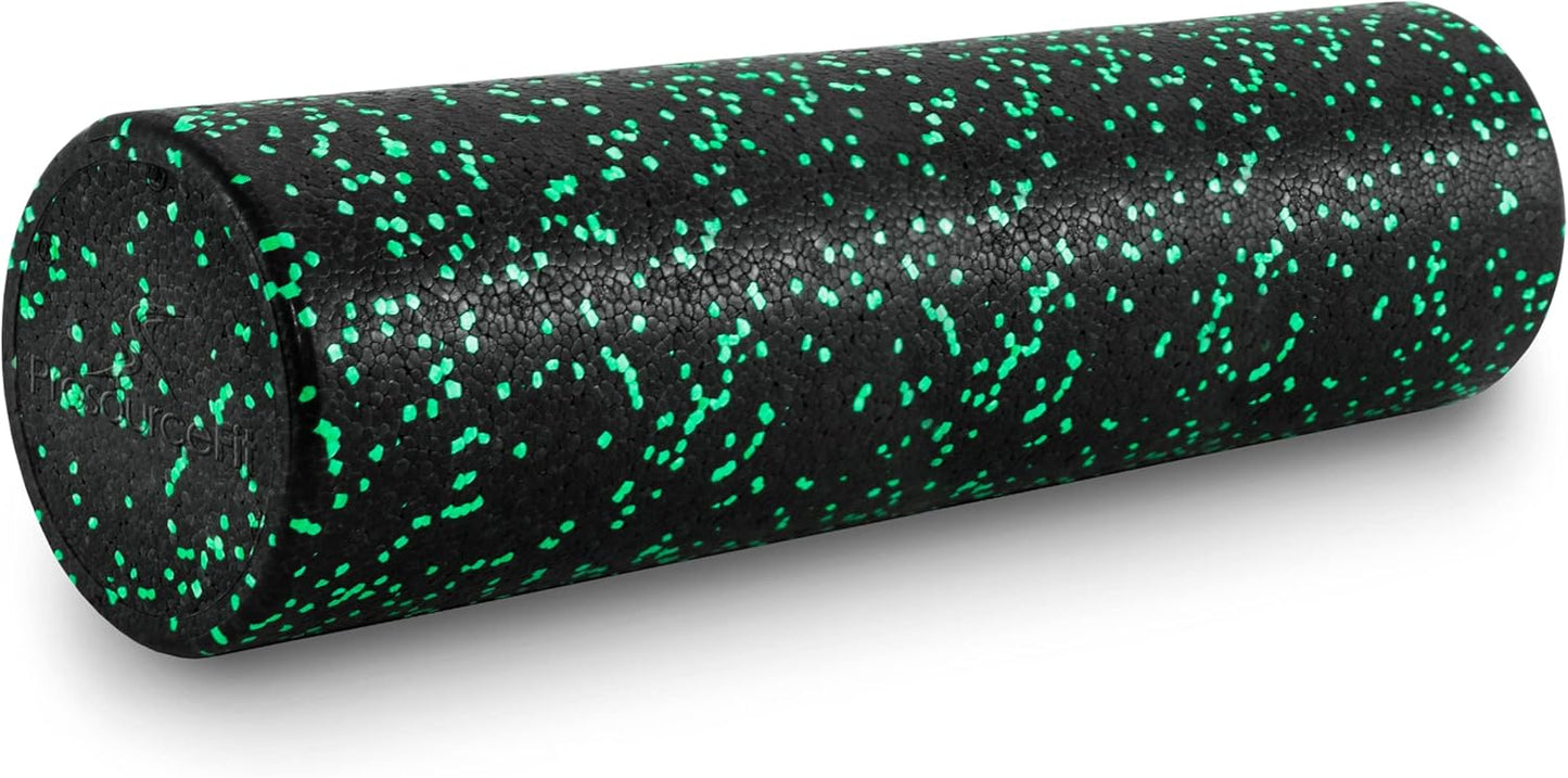 ProsourceFit High Density Foam Rollers 12 - inches Long, Firm Full Body Athletic Massage Tool for Back Stretching, Yoga, Pilates, Post Workout Muscle Recuperation, Black/Blue