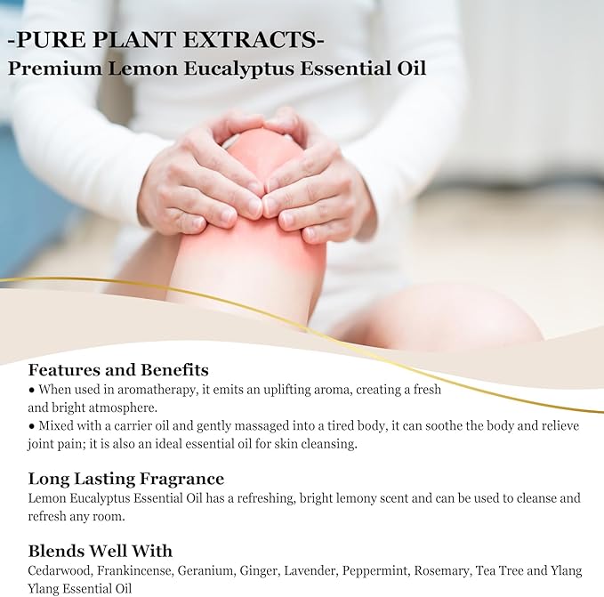 EUQEE Lemon Eucalyptus Essential Oil Pure Lemon Eucalyptus Oil, Large Capacity Essential Oil with Glass Dropper for Diffuser, Candle Making - 118ml / 4 Fl.Oz - Bloomnest