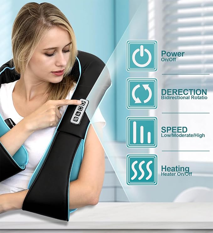 Mo Cuishle Shiatsu Neck and Shoulder Massager with Heat – Deep Kneading Massage for Relaxation – Ideal for Christmas, Mother's Day, Father's Day, Gifts for Men, Women, Mom and Dad - Bloomnest