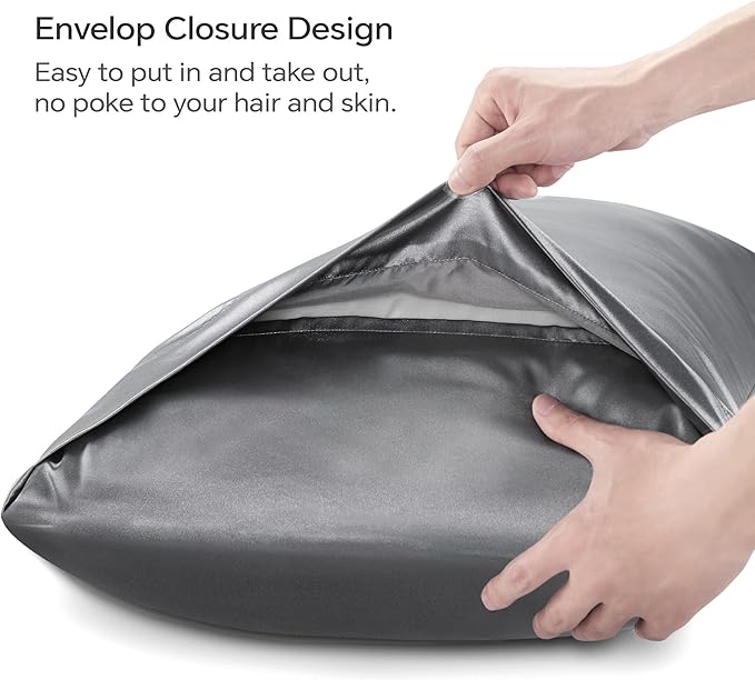 BEDELITE Satin Body Pillow Cover, Super Soft and Cooling Body Pillow Pillowcase for Hair and Skin, Breathable Silky Full Long Pillowcase Cover(20"x54", Dark Grey) - Bloomnest