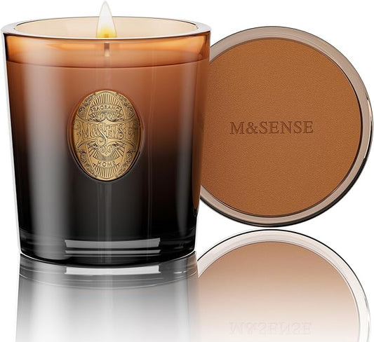 M&SENSE Natural Soy Candle | Mahogany Sandalwood & Black Brown | 9.2 oz, 50H Burn Time | Luxury Scented Candle for Relaxation, Gifting, Home Décor | Ideal for Bedroom, Office, Party Ambiance - Bloomnest