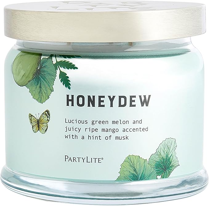 PartyLite Honeydew Scented, Notes of Green Melon, Juicy Ripe Mango and a Hint of Musk, 13.2oz 3-Wick Jar Candle, 45 Hour Burn Time, Luxurious Fragrance, Ideal for Gifting - Bloomnest