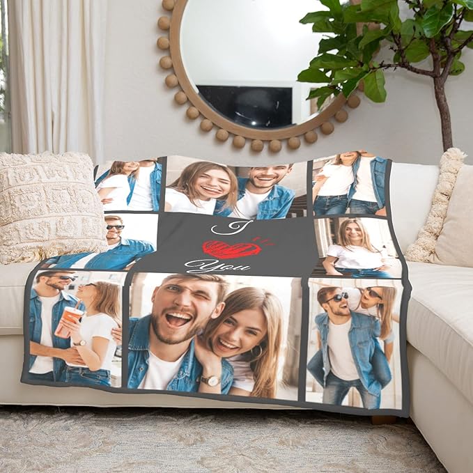 I Love You Gifts for Couple, Personalized Girlfriend, Custom Blanket with Photos, Blankets Pictures, Photo Using My Own Personalised Christmas - Bloomnest