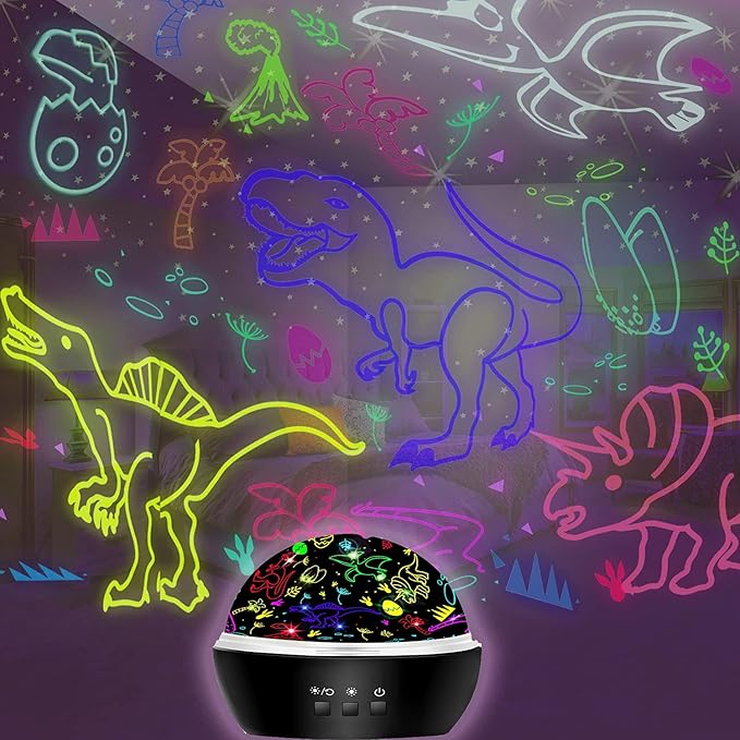MINGKIDS Kids Night Lights for Bedroom,Project Dinosaurs and Vehicles on Wall or Ceiling,Room Lights for Baby Toddler,2 to 9 Year Old Gifts for Boys Girls - Bloomnest