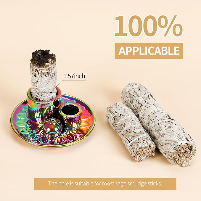 Palo Santo Sticks Holder, Multi-Purpose Handmade Ceramic Incense Burner for Palo Santo Incense Sticks, Sage Holder for Burning, Ash Catcher Tray for Meditation Yoga Room-Colorful ToolSentryX