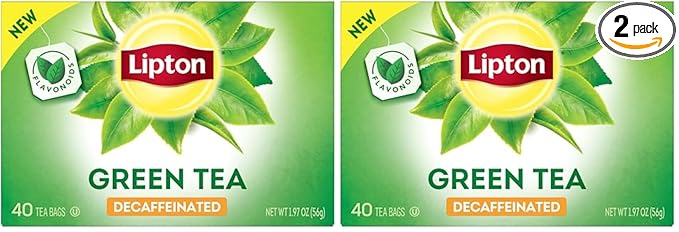 Lipton Decaffeinated Green Tea Bags, Unsweetened Teabags for Decaf Hot Tea or Decaf Iced Tea with Flavonoids, 40 Total Tea Bags (Pack of 2) - Bloomnest