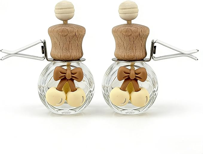 2 Pack Car Air Freshener Diffuser Bottle Refillable Empty Glass Perfume Bottle with Vent Clip, Drift Car Air Freshener Clip Essential Oil Diffuser for Car Oil Diffusers Interior Decor-A2 - Bloomnest