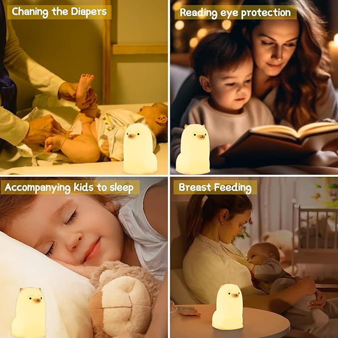Tremdwoto Alpaca Night Light for Kids，7 Color Baby Nightlight with Touch Control & 1H Timer, Battery Operated Soft Animal Night Light for Nursery, Toddler Room Decor, Gift for Girls, Boys, Women - Bloomnest