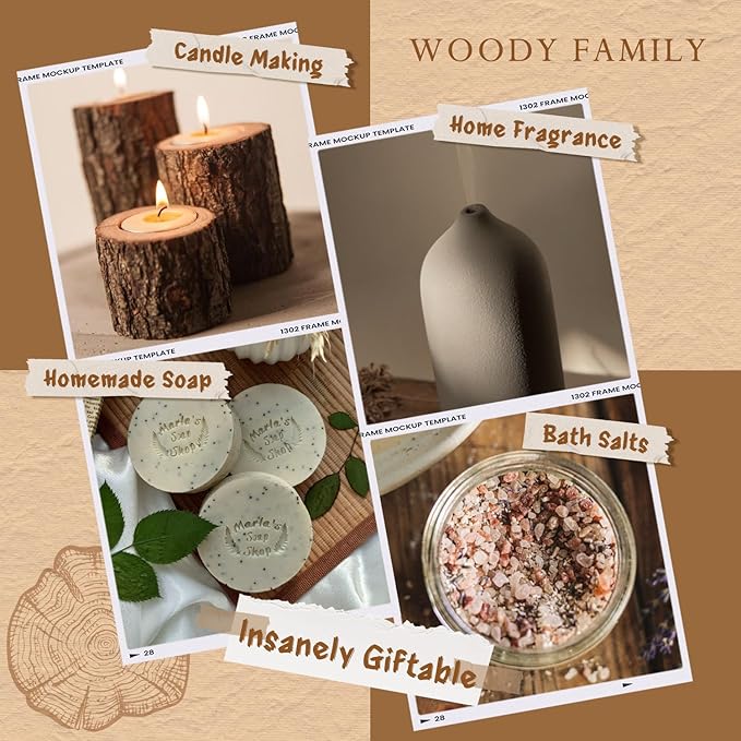 Woody Essential Oils Set, ARVIDSSON Woodsy Fragrance Oil for Candle Making, Sandalwood, Leather, Teakwood, Frankincense, Cedarwood, Pine, Diffuser Essential Oil for Men and Women - Bloomnest