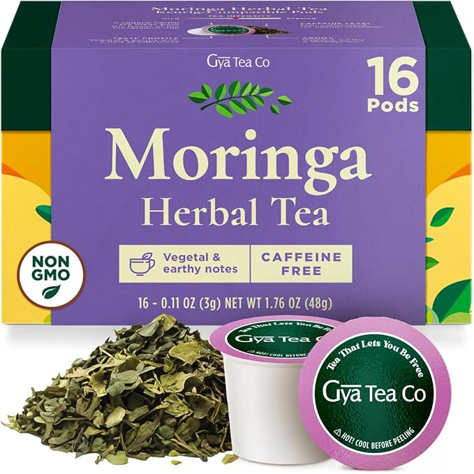 Gya Tea Co Moringa Herbal Tea Pod (16 Count)- Decaf Wellness Tea for Body Comfort & Relaxing - Bloomnest