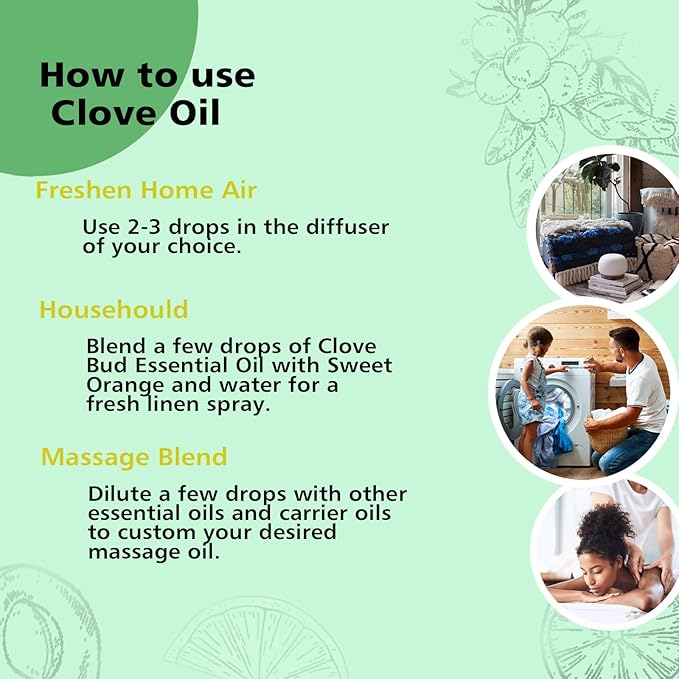 Clove Oil 1 Oz, 100% Pure Clove Bud Essential Oil for Teeth and Gums, Natural Aromatherapy Essential Oils for Diffuser, Skin and Hair Care - Bloomnest