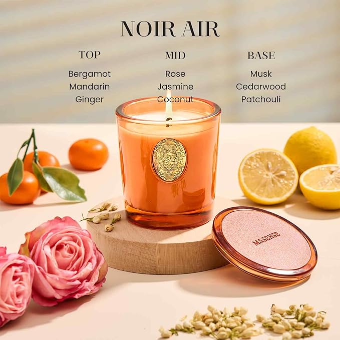 M&SENSE Natural Soy Candle | Noir Air& Neon Orange | 9.2 oz, 50H Burn Time | Luxury Scented Candle for Relaxation, Gifting, Home Décor | Ideal for Bedroom, Office, Party Ambiance - Bloomnest
