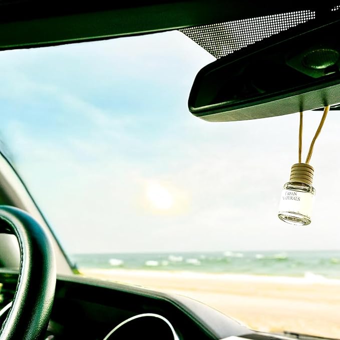 Urban Naturals Car Air Freshener Diffuser 3 Pack - Ocean Mist & Sea Salt Scent, 45+ Days Long Lasting Fragrance, Made in USA, Glass & Wood, Hanging Design + Vent Cip, Easy to Use - Bloomnest