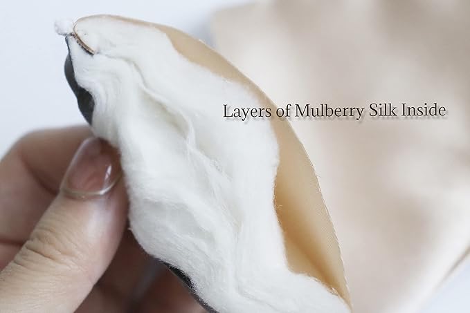 Premium 25 Momme Mulberry Silk Eye Mask for Sleeping (Vanilla Ice) - Bloomnest