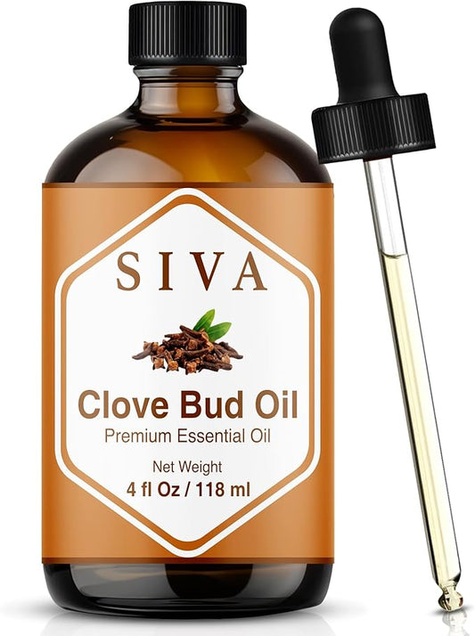 Siva Clove Bud Essential Oil - 4 Fl Oz – 100% Natural Clove Oil - for Diffuser, Face, Skin Care, Aromatherapy, Hair Care, Scalp and Body Massage - with Dropper - Bloomnest