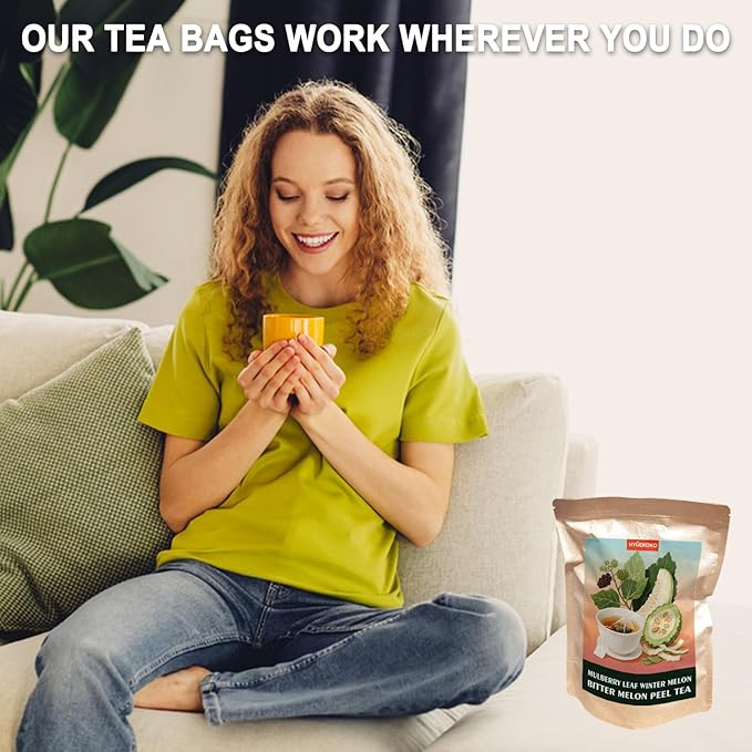 20 Bags Mulberry Leaf Winter Melon & Bitter Melon Peel Tea, Caffeine-Free Natural Ingredients Herbal Tea Bags, Supports Lung Cleanse, No Additives, Daily Enjoyment Tea for Men & Women - Bloomnest