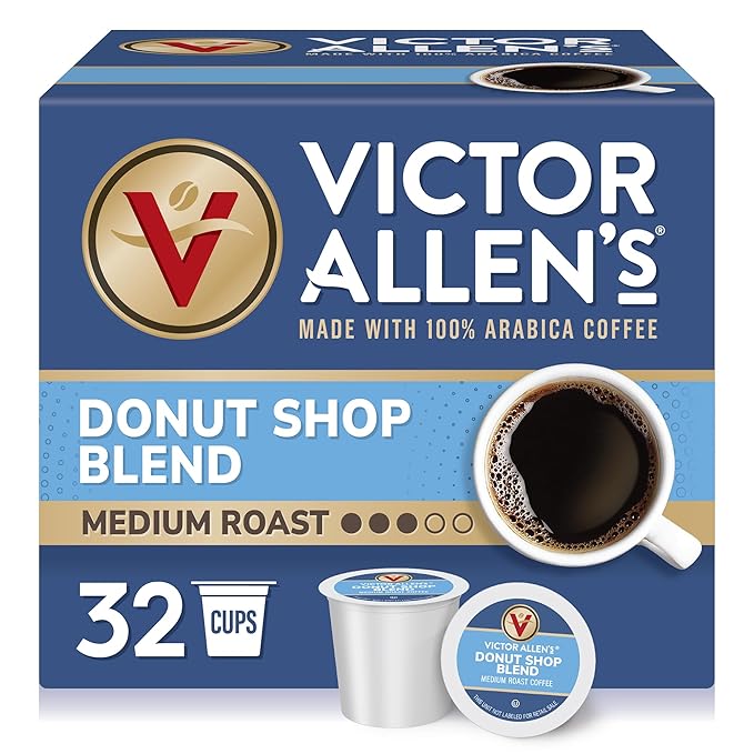 Victor Allen's Coffee Donut Shop Blend, Medium Roast, 32 Count, Single Serve Coffee Pods for Keurig K-Cup Brewers - Bloomnest