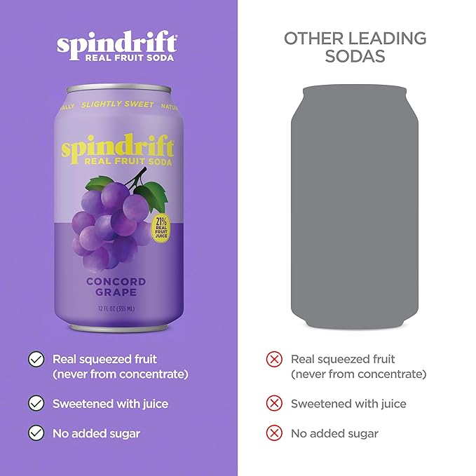 Spindrift "Concord Freeze" Grape Soda Made With Real Squeezed Fruit 12 Pack Case - Bloomnest