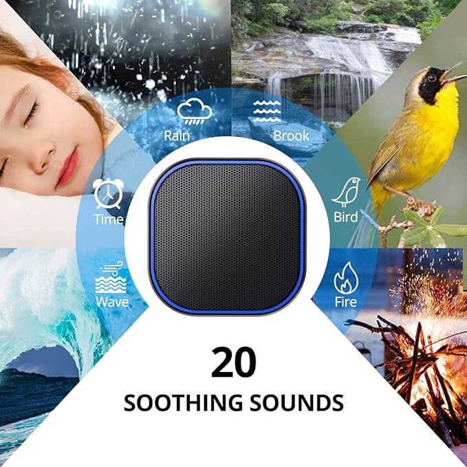 Magicteam Sound White Noise Machine with 20 Non Looping Natural Soothing Sounds and Memory Function 32 Levels of Volume Powered by AC or USB and Sleep Sound Timer Therapy for Baby Kids Adults - Bloomnest