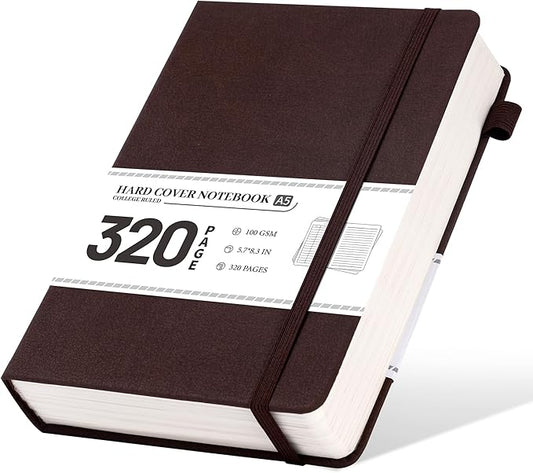 CAGIE Lined Journal Notebook for Men Women 320 Pages Leather Journals for Writing A5 Thick Hardcover Journaling Notebooks for Work Note Taking Diary, 5.7x8.3 in, Dark Brown - Bloomnest