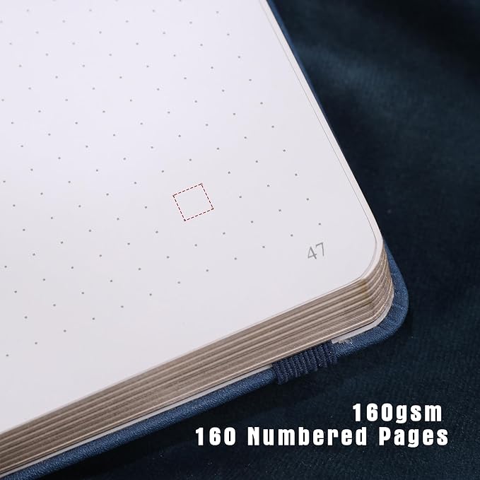 TIEFOSSI Dotted Journal Notebook, Dot Grid Notebook for Women Men, Hardcover PU Leather Journal, 160 GSM Thick Paper, 160 Numbered Pages with Gold Edges, 8 x 8 Square Diary - Bloomnest