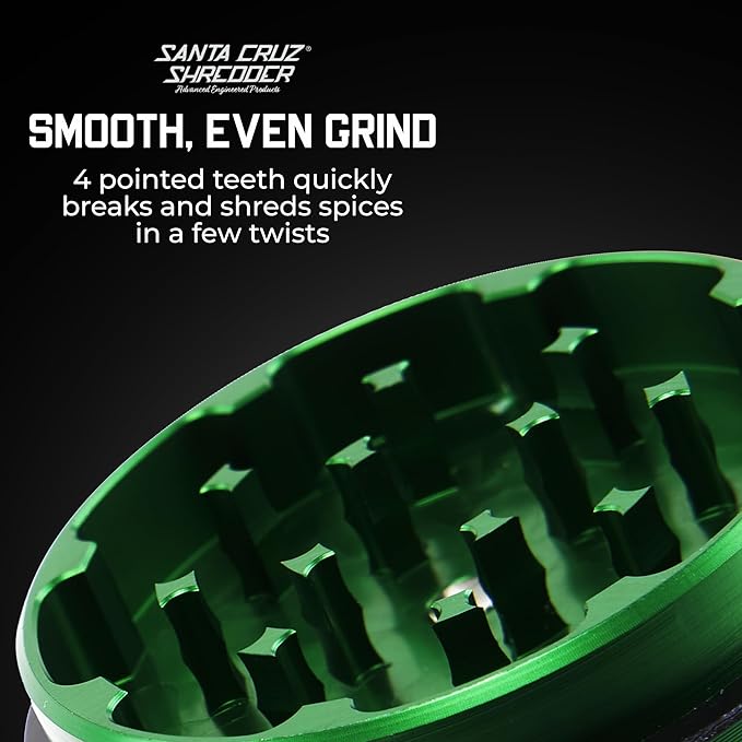 Santa Cruz Shredder Spice Grinder 3 Piece Medium 2 1/8" Superior Grip and Aluminium (Green) - Bloomnest
