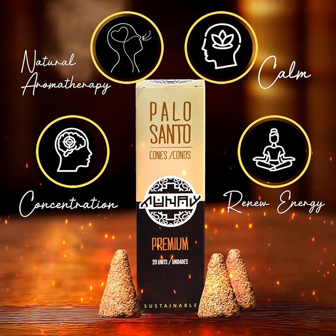 Palo Santo Cones l Handmade Bursera Graveolens Incense for Purifying, Cleansing and Meditation (20 Units Pack) l Sustainable Holy Wood l Munay Munay