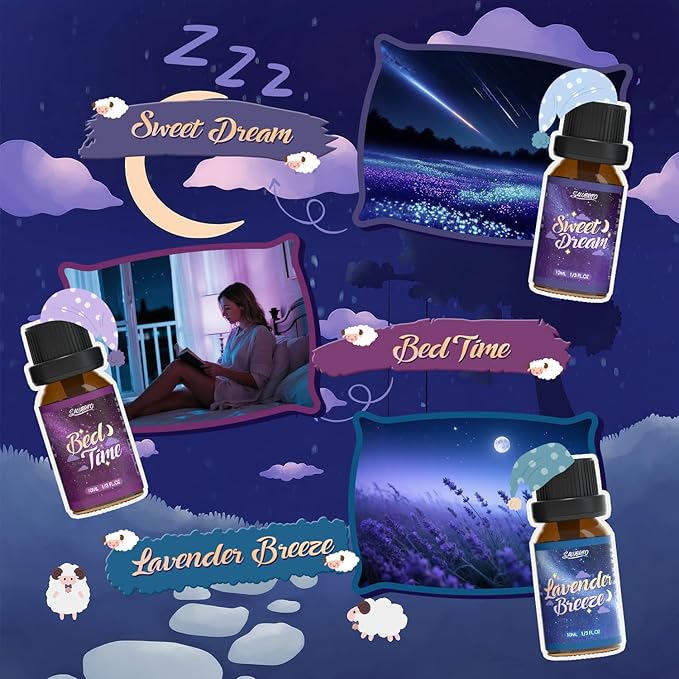 SALUBRITO Good Night Fragrance Oils, Premium Essential Oil Set for Diffuser, Soap, Candle Making scents, Nighty Night, Well Rested, Tranquility, Sweet Dream, Bed Time, Lavender Breeze - Bloomnest