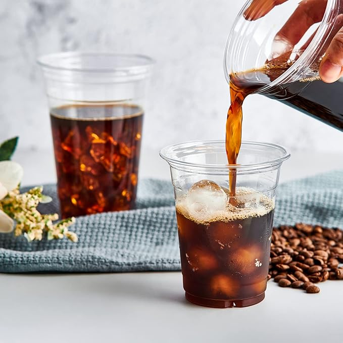Lilymicky 1000 Pack 12 oz Clear Plastic Cups, PET Disposable Drinking Cups, Crystal Clear, Perfect for Ice Coffee, Smoothie, Soda, or Any Cold Drinks - Bloomnest