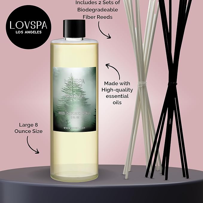 LOVSPA Fraser Fir Pine Diffuser Oil - Holiday Essential Oils for Diffuser Refill & Air Freshener Room Spray - Long-Lasting & Natural Home Fragrance, Scented Oil for Diffusers, USA Made, 8 oz - Bloomnest