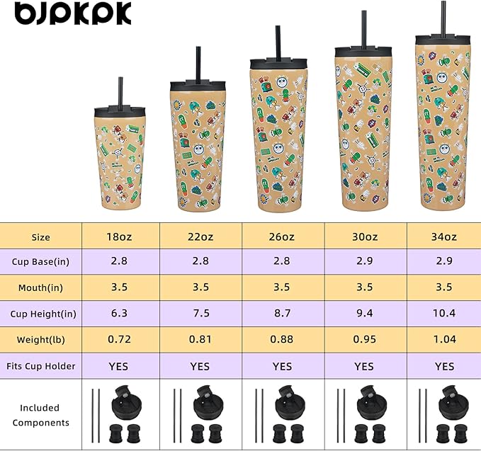 BJPKPK 30oz Tumbler With lid And Straw Stainless Steel Travel Coffee Mug Insulated Tumblers Cups,Spring Party Brown - Bloomnest