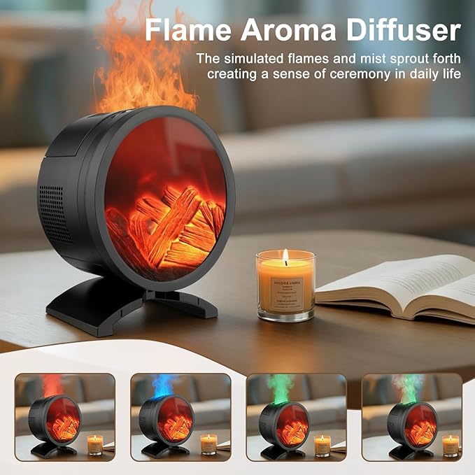 Fireplace Flame Oil Diffuser with Speaker & 260mL Fire Oil Diffuser,Essential Oil Diffuser 5 Color Fire Aroma Diffuser Aromatherapy Aroma Diffuser, Ultrasonic Mist with Timer & Auto Shut-Off - Bloomnest