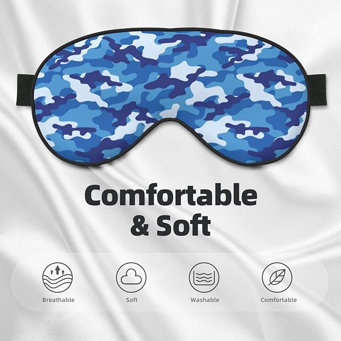 Abstract Blue Camouflage Sleeping Eye Mask Eye Mask for Sleeping Soft Comfort Eye Shade Blackout Eye Cover for Deep Rest Travel Nap Meditation - Bloomnest