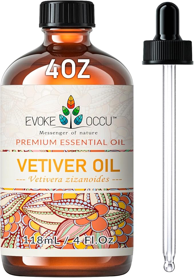 EVOKE OCCU Pure & Natural Vetiver Essential Oil for Skin, DIY, Candle and Soap Making - 4 Fl Oz - Bloomnest
