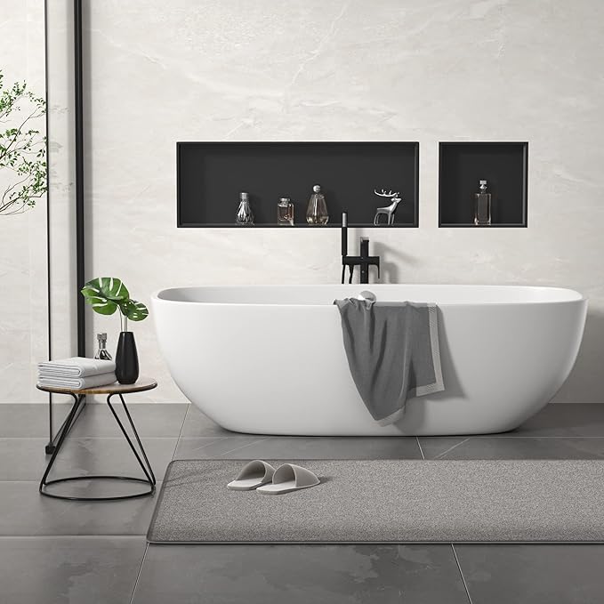 Stainless Steel Shower Niche 36" X 12" Matte Black No Tile Needed Horizontal Niche Shower Recessed Wall Niches for Bathroom Storage Over Mount Installation - Bloomnest
