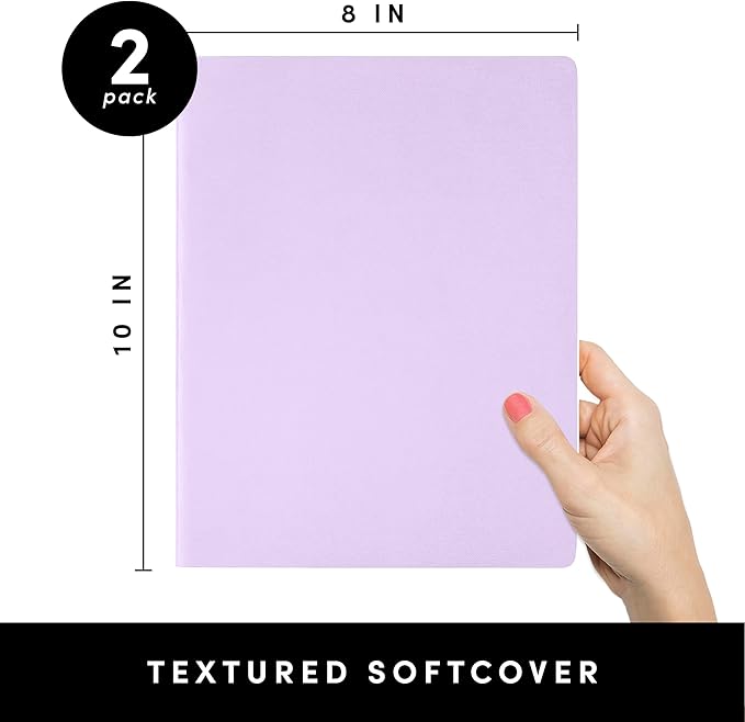 PAPERAGE Soft Cover Blank Journal Notebook, 2 Pack, (Lavender), 100 Pages, Large 7.5 inches x 9.5 inches, Ideal for Sketch Book, Note Taking & Travel Journal - Bloomnest