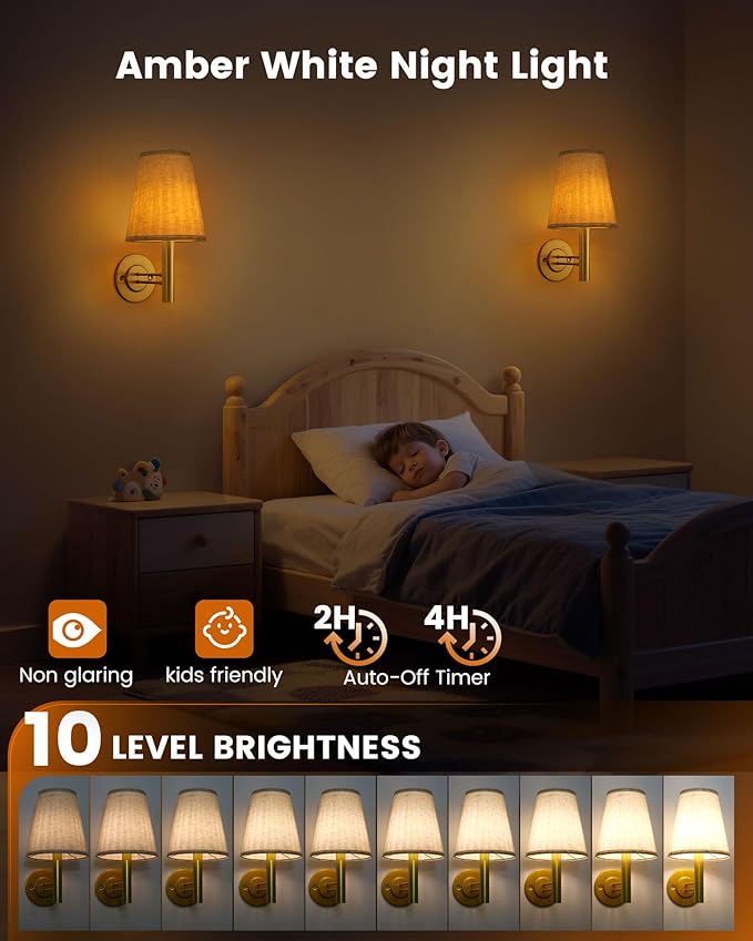 Rechargeable Wall Sconces Gold with Remote Control, 5200mAh Battery Operated Wall Lights, Wireless 16 Colors Timer & Dimmable Battery Wall Lamp for Bedroom, Living Room, Hallway - Bloomnest