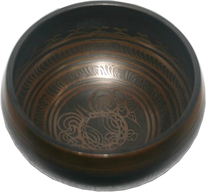 5134 SB 'B' Note Crown Chakra Antique Tibetan Auspicious Symbol Bowl Set ~ Nepal - Bloomnest