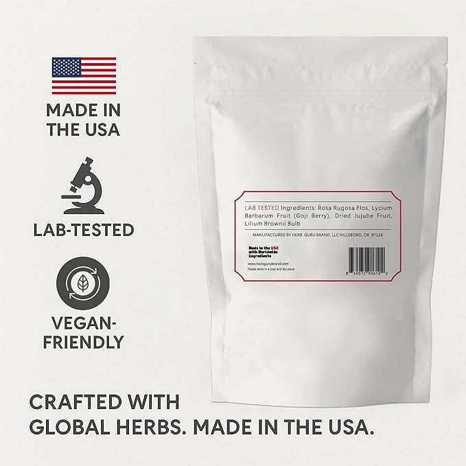 Rose Glow Herbal Blend | natural Herbal Tea With Rose, Goji Berry, Jujube, and Lily | Calming Floral Infusion and Relaxing Beverage | Includes 5 natural Tea Bags for Mindful Sipping