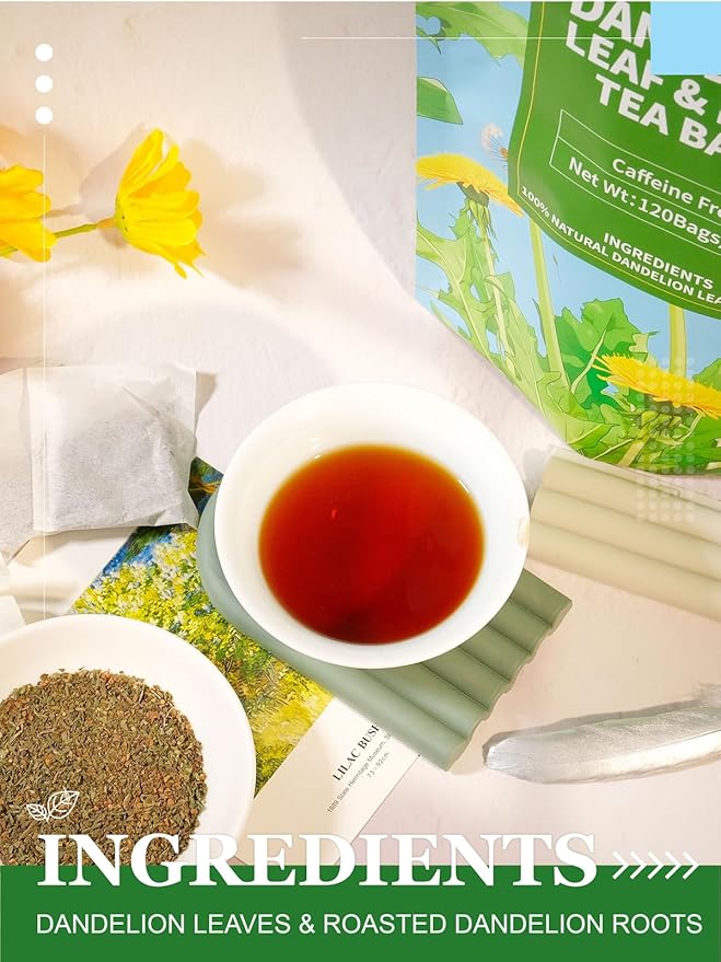HYNTMYT Dandelion Leaf & Root Tea, Natural Roasted Dandelion Root, Mild & Earthy Taste, Caffeine Free, 120 Count - Bloomnest