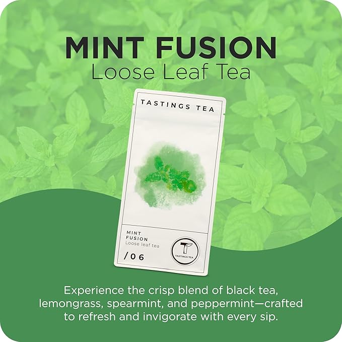 Tastings Tea Mint Fusion - 4.5 oz Loose Leaf | Energising Boost | Small-Batch Freshness - Bloomnest