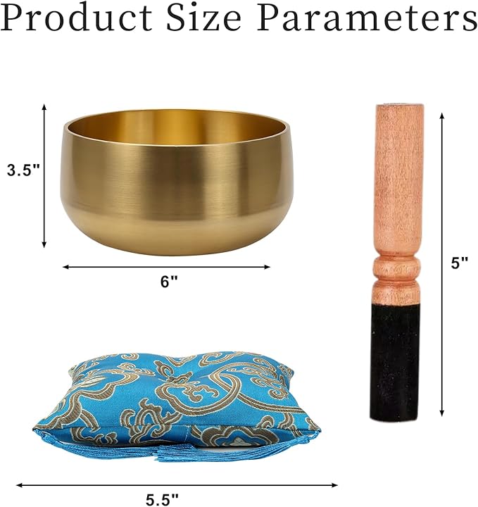 Large Tibetan Singing Bowl Set - 6" Handcrafted Meditation Sound Bowl for Yoga, Mindfulness, Chakra Healing & Stress Relief | Complete Kit with Cushion & Mallet | Spiritual Gifts for Beginners 6 Inch Lemofuta