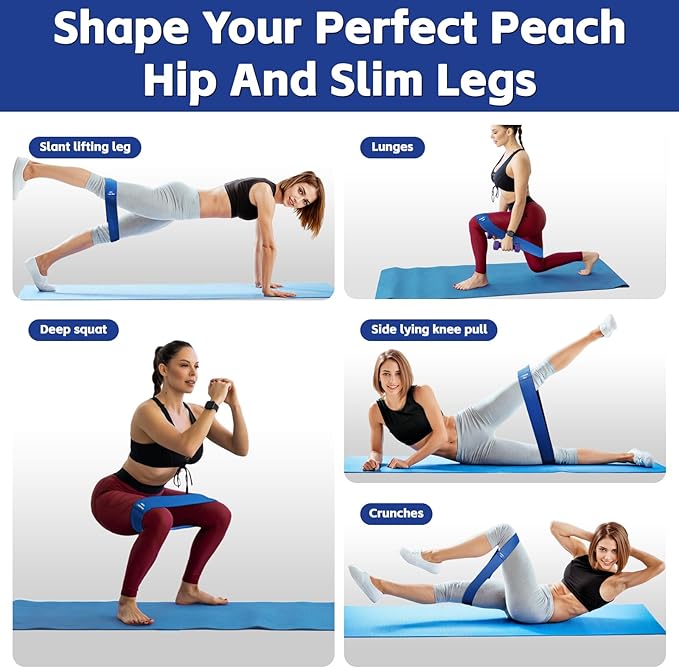 Resistance Bands for Working Out - Exercise Bands Set with Workout Guide - Fabric Elastic Bands for Physical Therapy - Fitness Bands Ideal for Legs Hip Glute - Bloomnest
