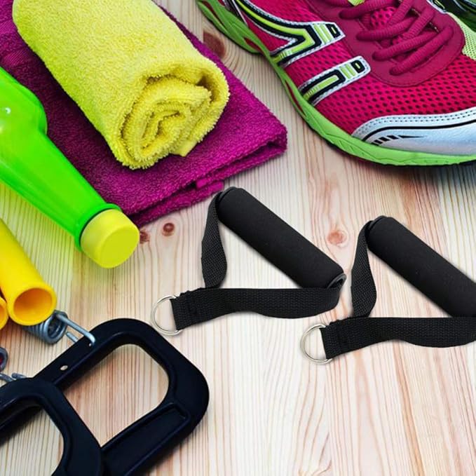 Garneck 4pcs Resistance Band Handles Plastic D Ring Exercise Strap Foam Handle Band Fitness Equipment for Home Gym Overhead Strength Training Stretching Black - Bloomnest