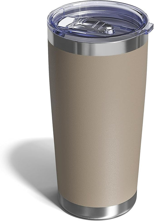 Travel Coffee Tumbler 20oz, 1 Pack Leakproof Travel Coffee Mug with Lid and Straw, Stainless Steel Double Wall Vacuum Insulated Tumbler for Hot/Iced Drinks (Textured Matte, Brown) - Bloomnest
