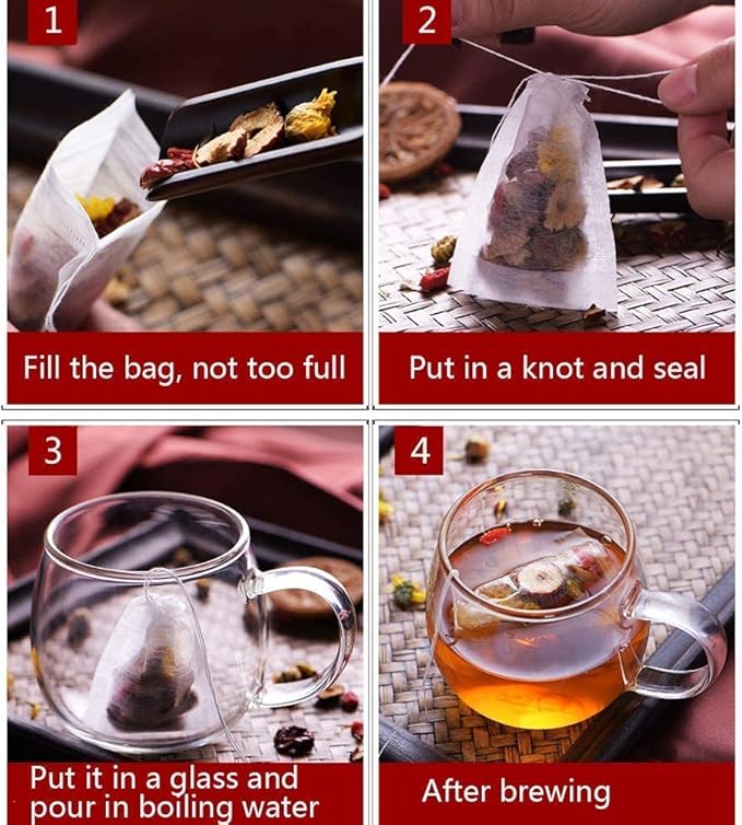 400pcs Disposable Tea Bags for Loose Leaf Tea, Biodegradable Tea Filter Bags with Drawstring, Corn Fiber Empty Tea Bags for Loose Leaf Tea - Bloomnest