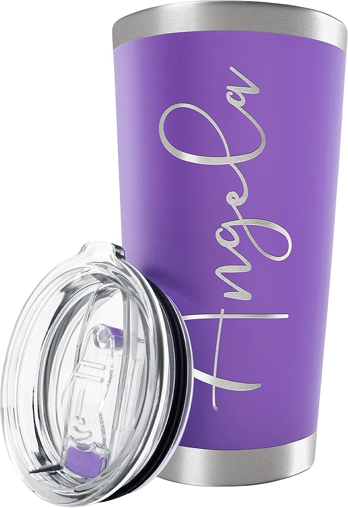 Be Burgundy Personalized Tumbler with Engraved Name - 12 Designs, 20 Oz Coffee Tumbler with Slider Lid, Purple, Double Wall Insulated - Gift for Mom, Women, Personalized Birthday Gift for Her - Bloomnest