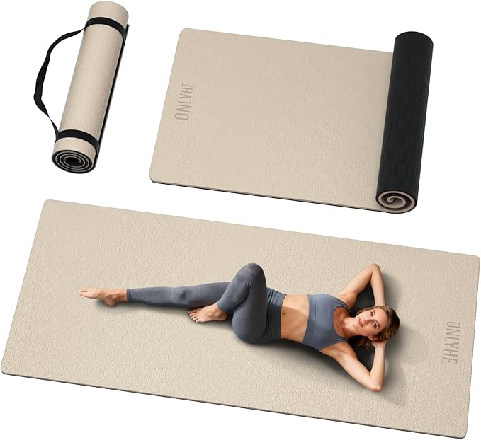 Extra Long & Wide Yoga Mat for Tall Men & Women,76''x32.6''x7mm - High Density TPE Non-Slip Both Sides, Lightweight 1.1kg with Superior Cushioning for gymnastics, Pilates, Home, Workout - Bloomnest